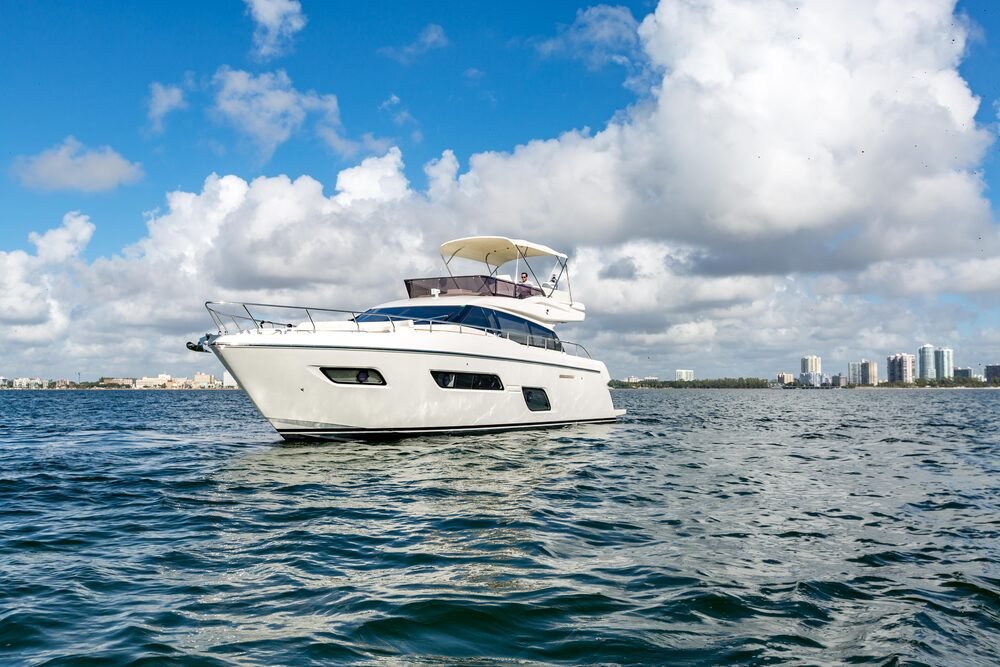 Motor yacht under way